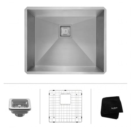 Daniel Kraus Kraus KHU23 22.5 in. Pax Zero-Radius 16 Gauge Handmade Undermount Single Bowl Stainless Steel Kitchen Sink with Noise Defend Soundproofing KHU23